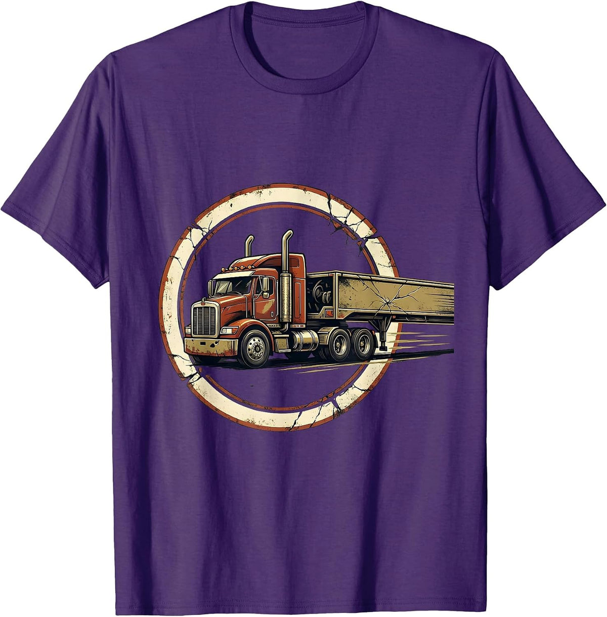 Dirty Semi Trucker Badge Distressed Truck Driver Gift T-Shirt - Purple