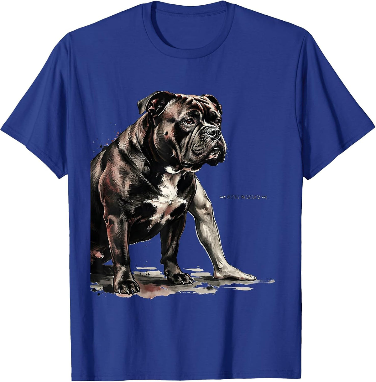 Men's My Pittie Rescued Me Funny Pitbull Dog Mom Humor T-Shirt - Royal Blue