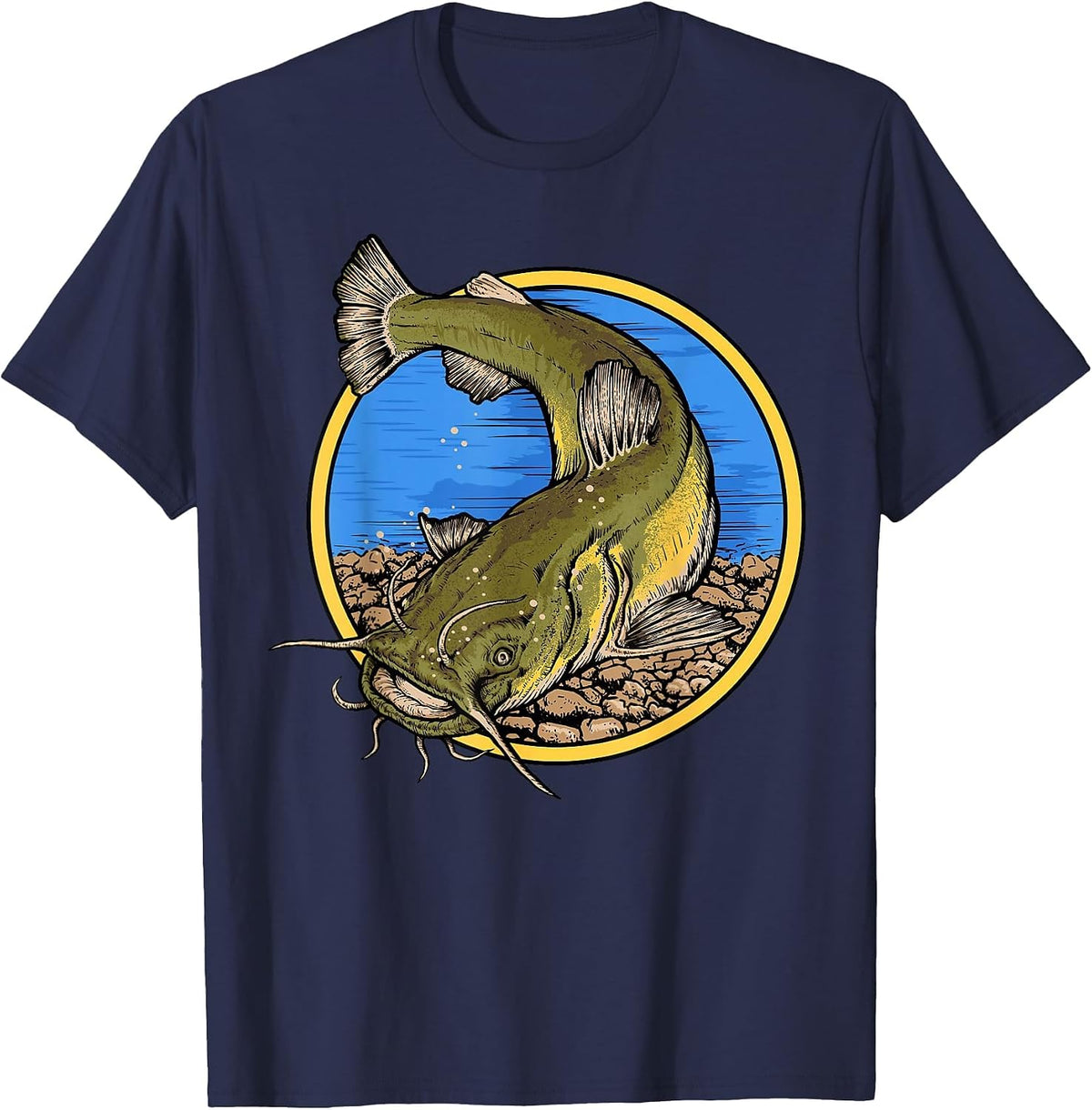 Flathead Catfish Fishing T-Shirt - Navy Blue