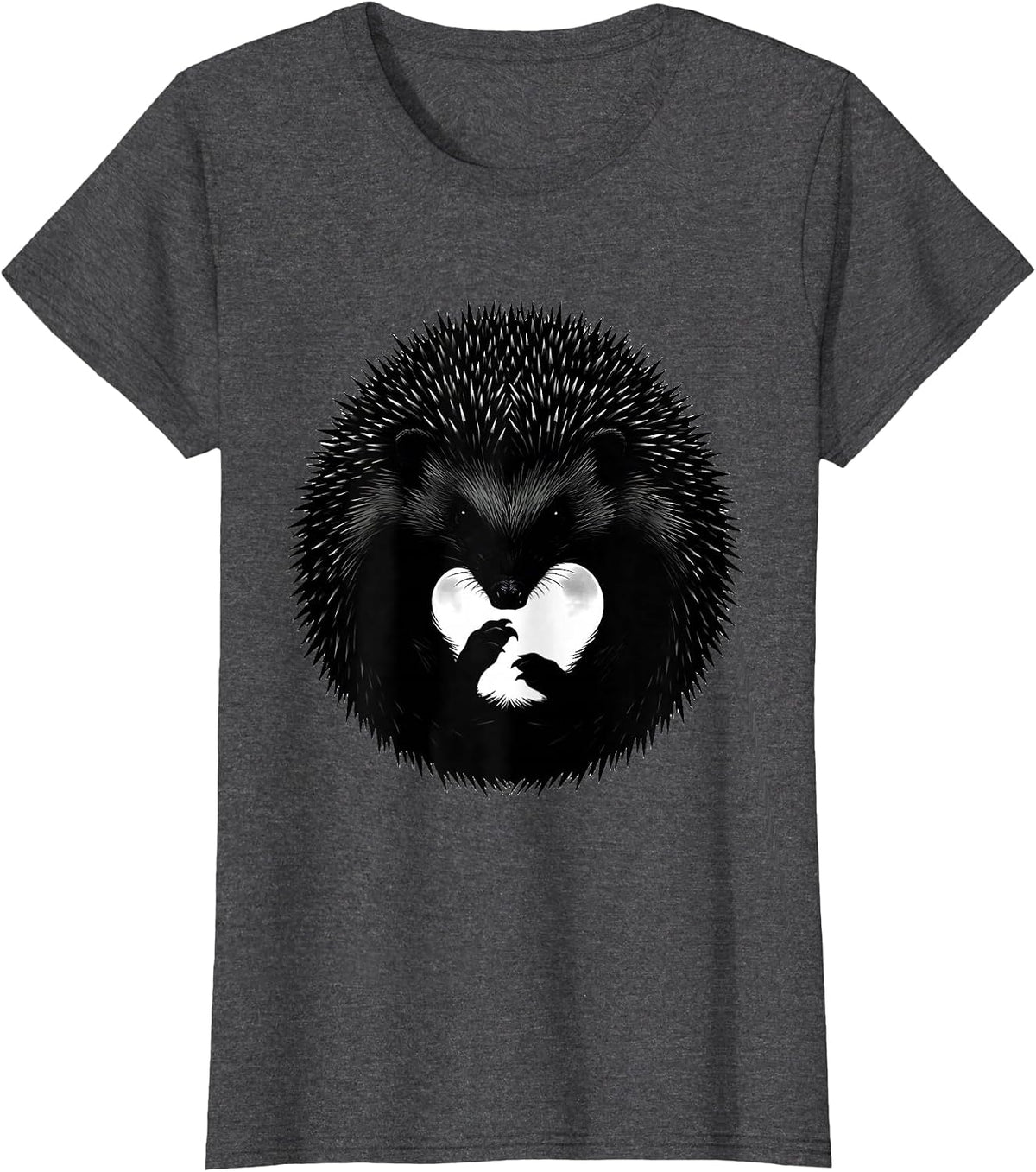 Women's Curled Hedgehog Cute Humor Animal Lover Gift T-Shirt - Dark Heather Grey