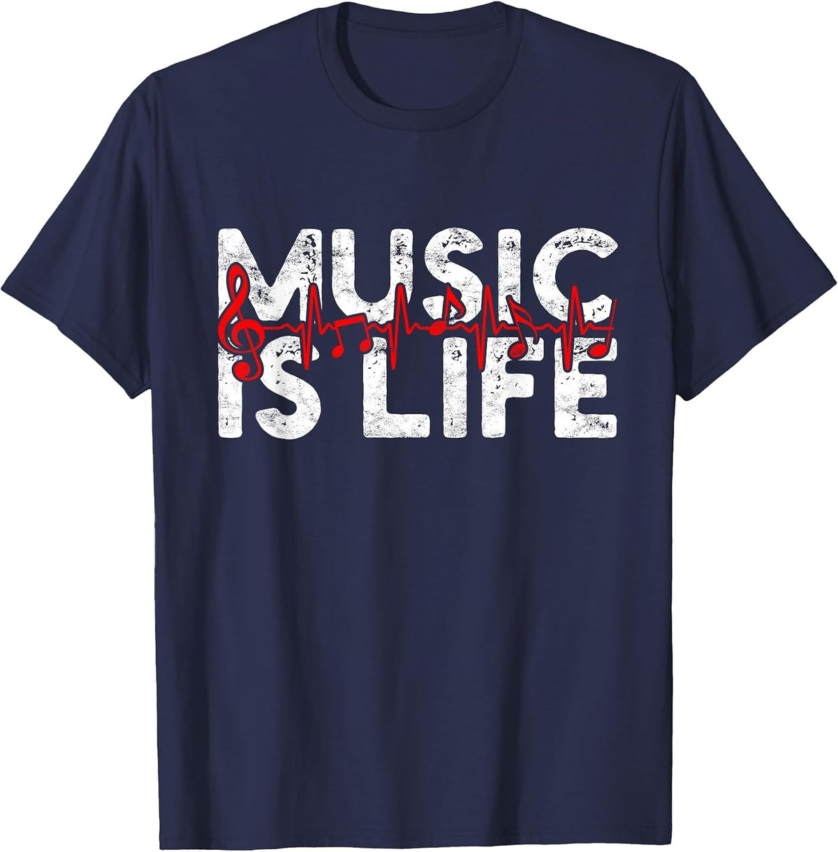 Music is Life T-Shirt - Navy Blue