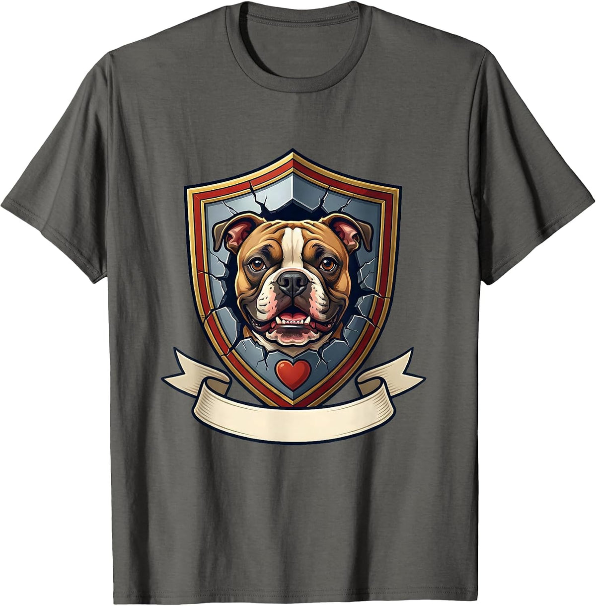 Men's Pittie Crest Pit Bull Dog Lover Mom Humor T-Shirt - Asphalt Grey