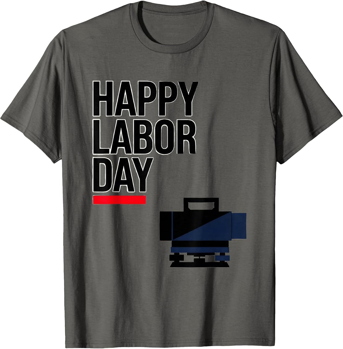 Happy Labor Day Patriotic Union Pride Casual Graphic T-Shirt - Asphalt Grey