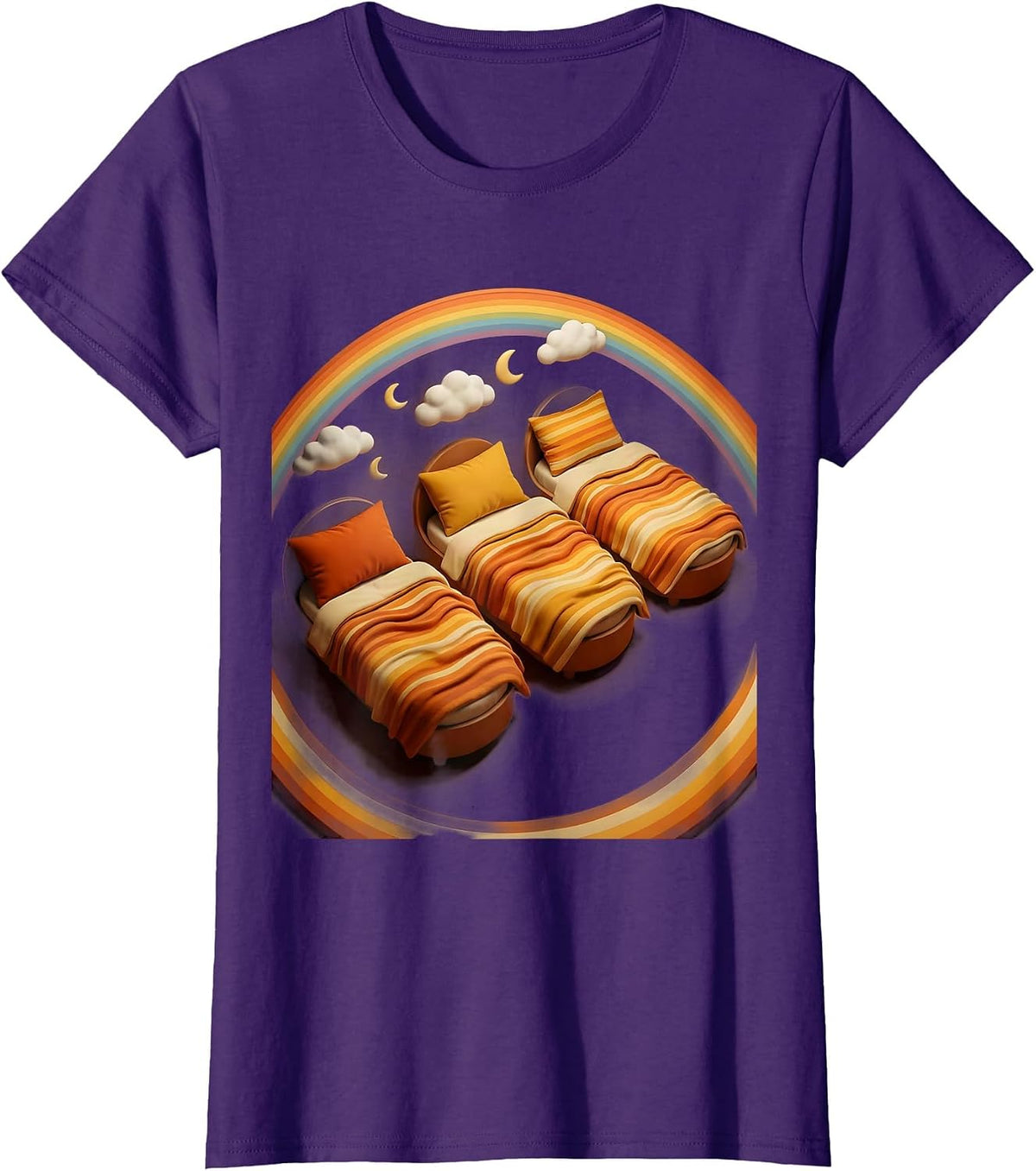 Women's Kindergarten Teacher Nap Time Cots Graphic T-Shirt - Purple
