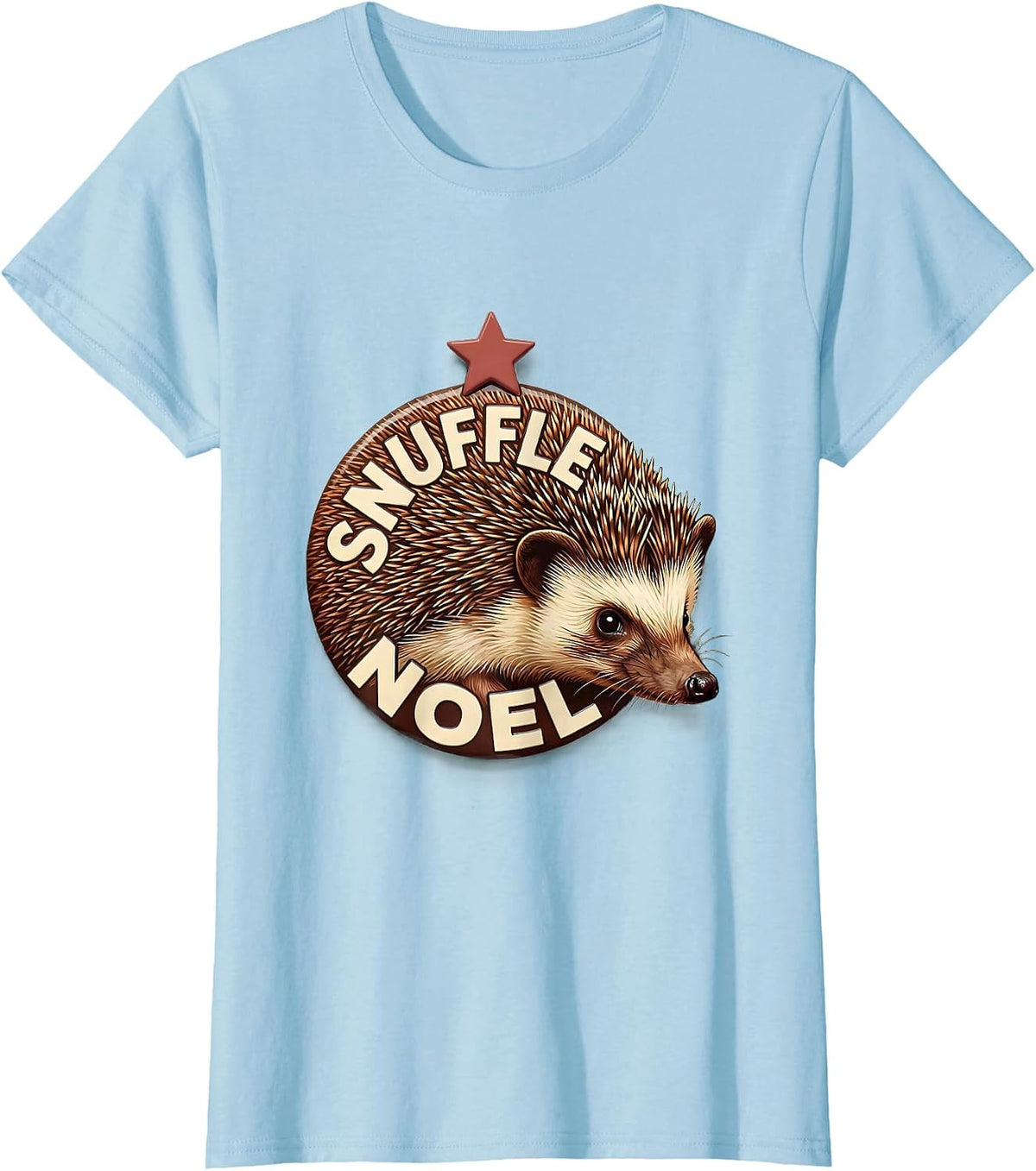 Women's Snuffle Noel Cute Hedgehog Christmas Humor Gift T-Shirt - Baby Blue