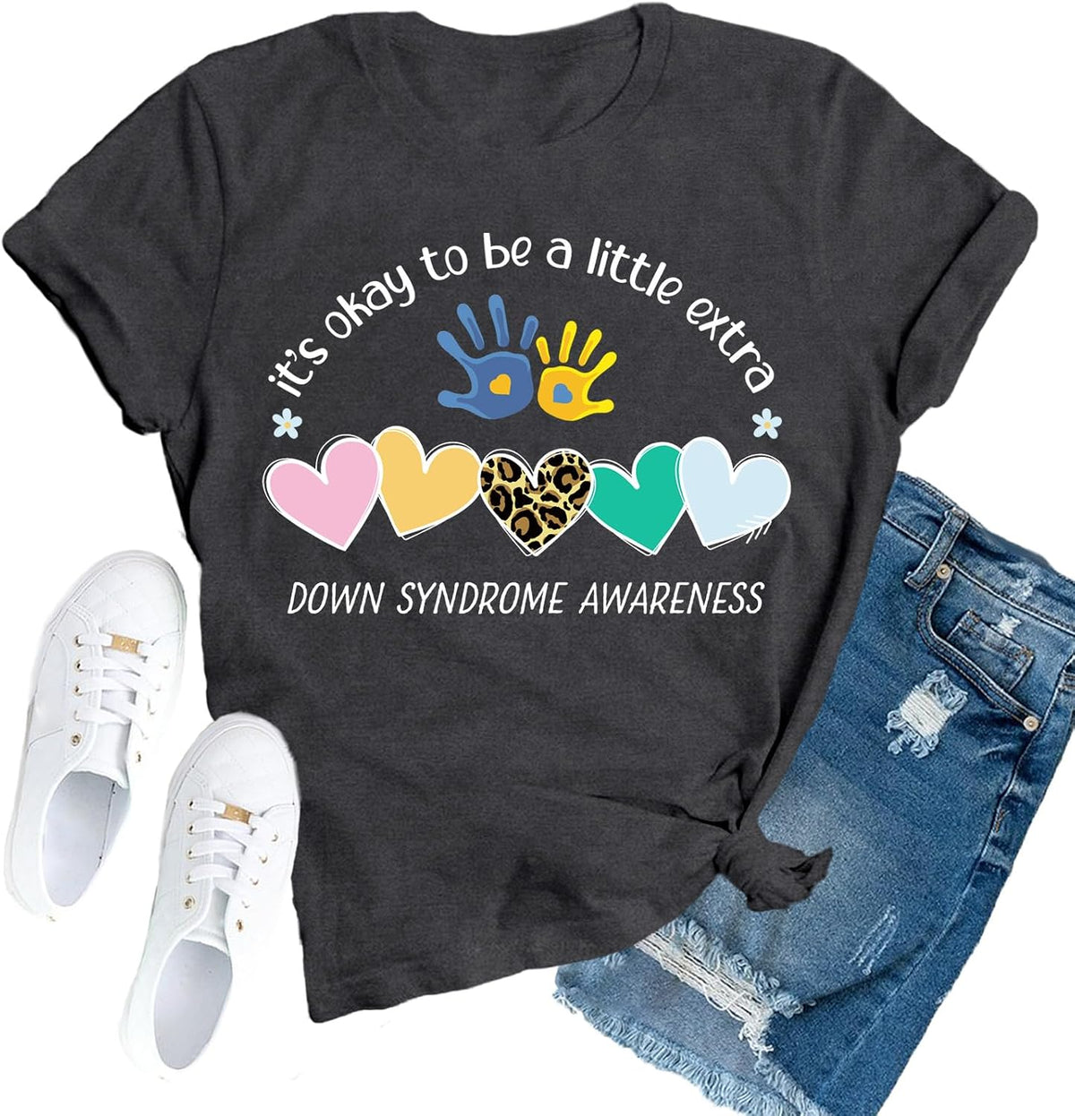 Down Syndrome Awareness Shirts for Women World Down Syndrome Day Tee - Grey