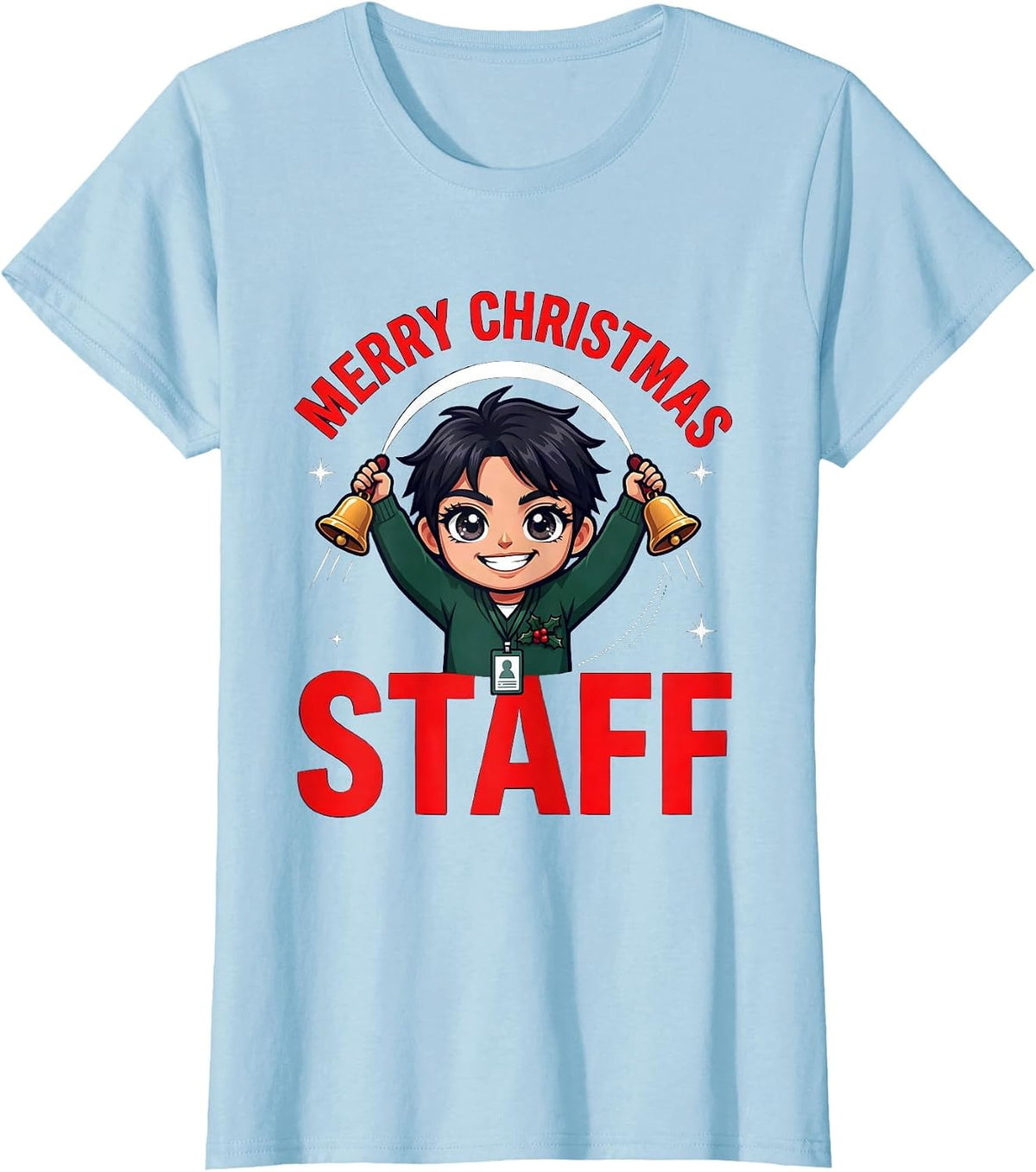 MERRY CHRISTMAS STAFF Funny School Staff Christmas Holiday T-Shirt - Baby Blue