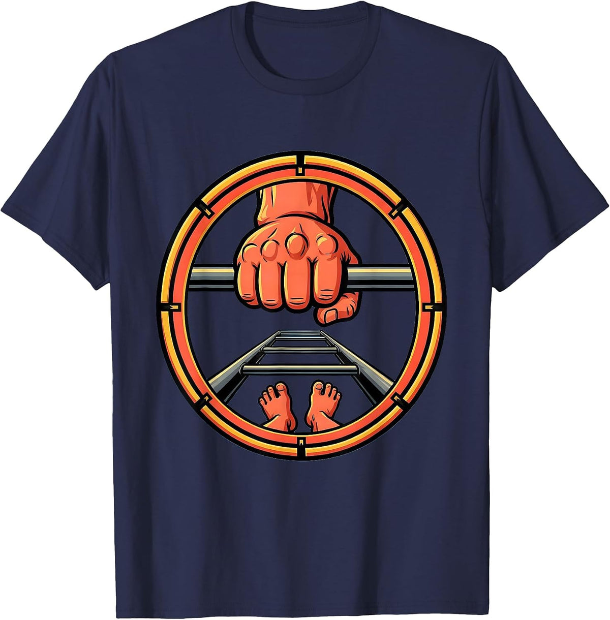 Men's Occupational Therapy Hand Grip Parallel Bar Design T-Shirt - Navy Blue