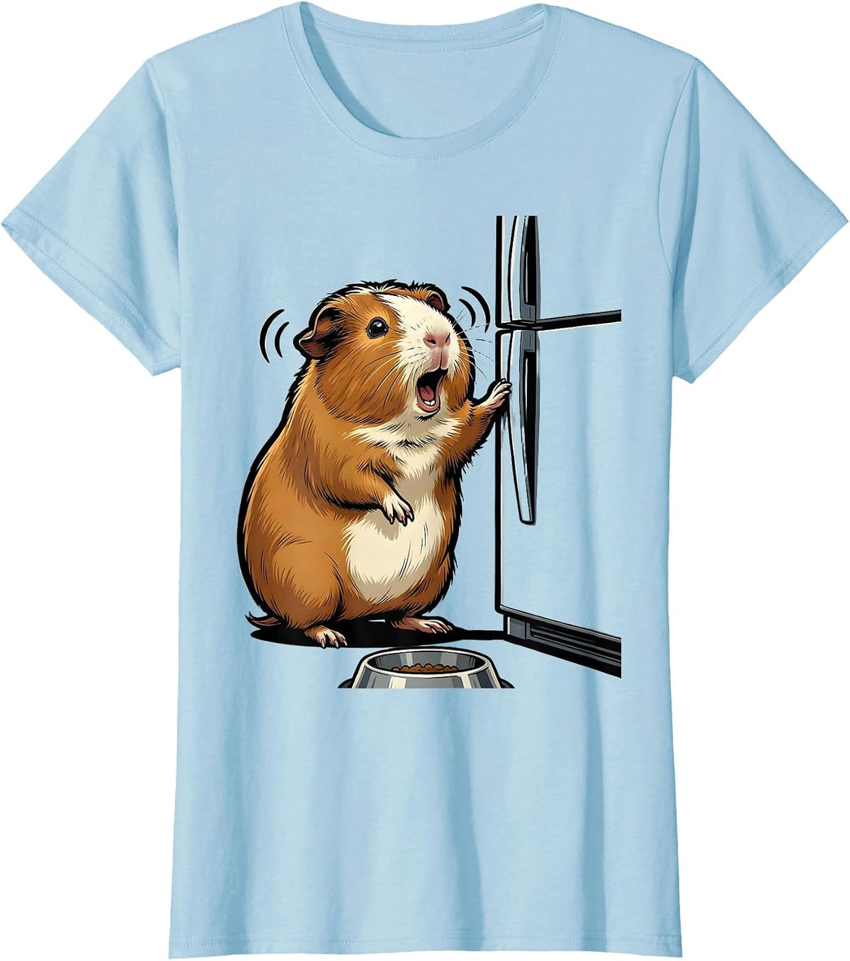 Women's Rounded Tailless Guinea Pig Cartoon Pet Lover Humor T-Shirt - Baby Blue