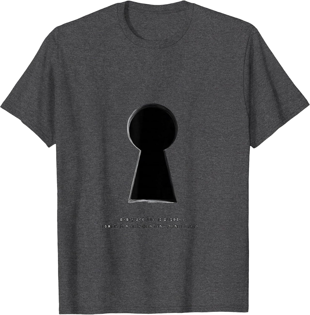 Men's every account is suspect root Linux Sysadmin Humor T-Shirt - Dark Heather Grey