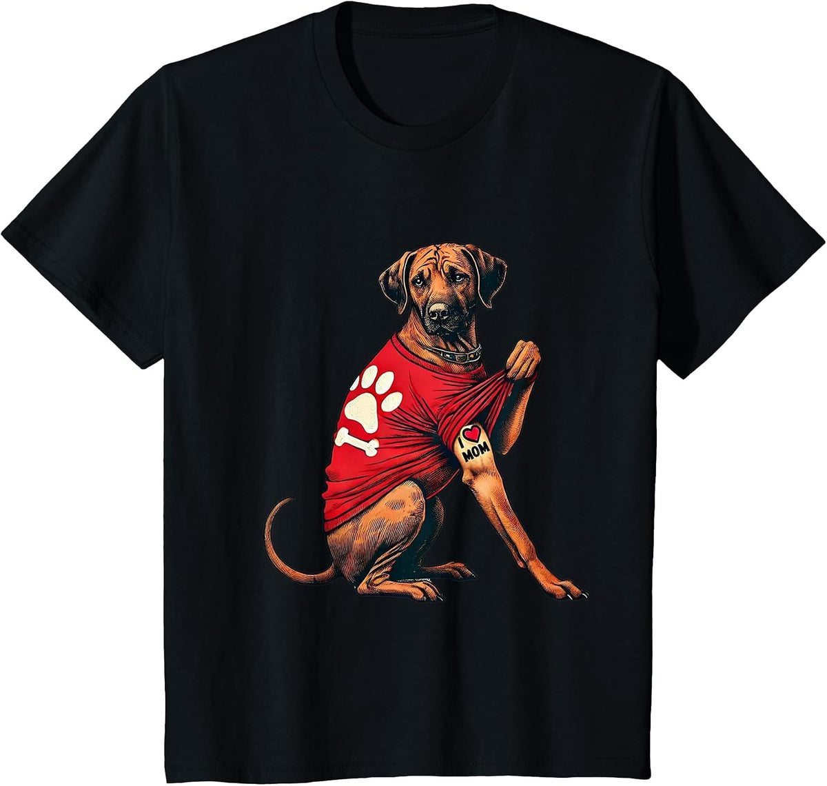 Funny I Love Mom Tattoo Rhodesian Ridgeback Mom for Women T-Shirt - Black