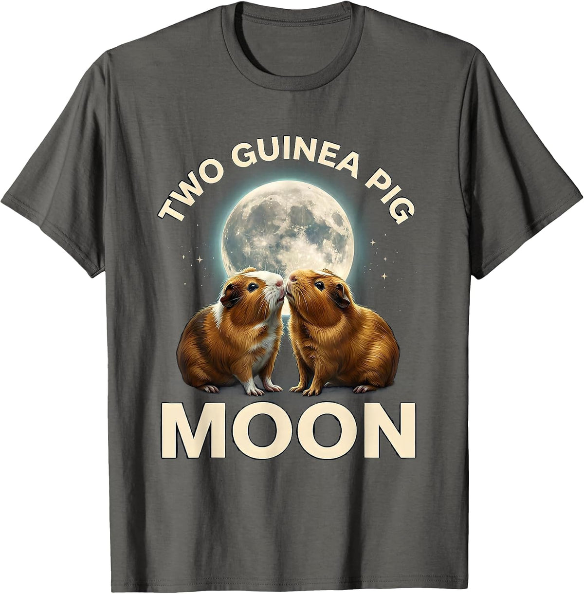 Two Guinea Pig Moon Funny Small Mammal Pet Lover Gift T-Shirt - Asphalt Grey