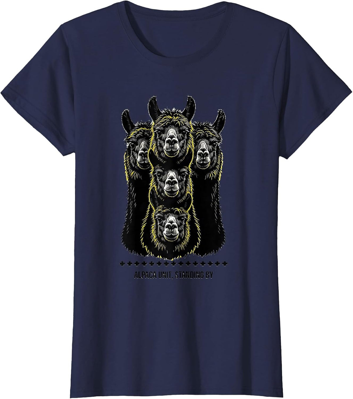 Women's Alpaca Unit Standing By Funny Alpaca Squad Humor T-Shirt - Navy Blue