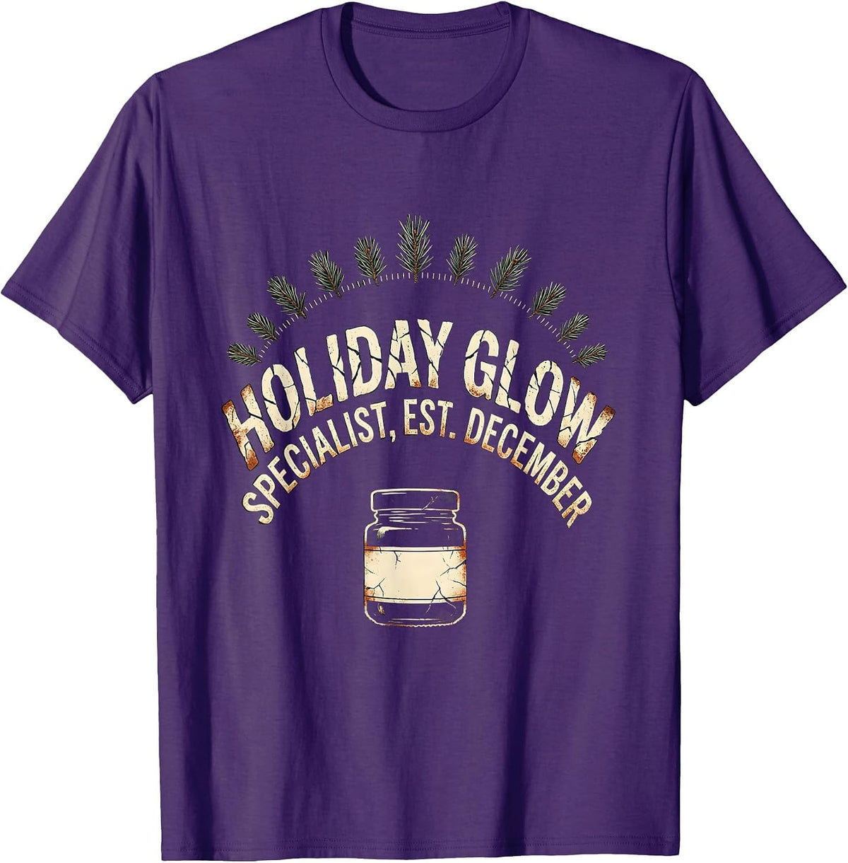 Men's Holiday Glow Specialist Est December Distressed Skincare T-Shirt - Purple
