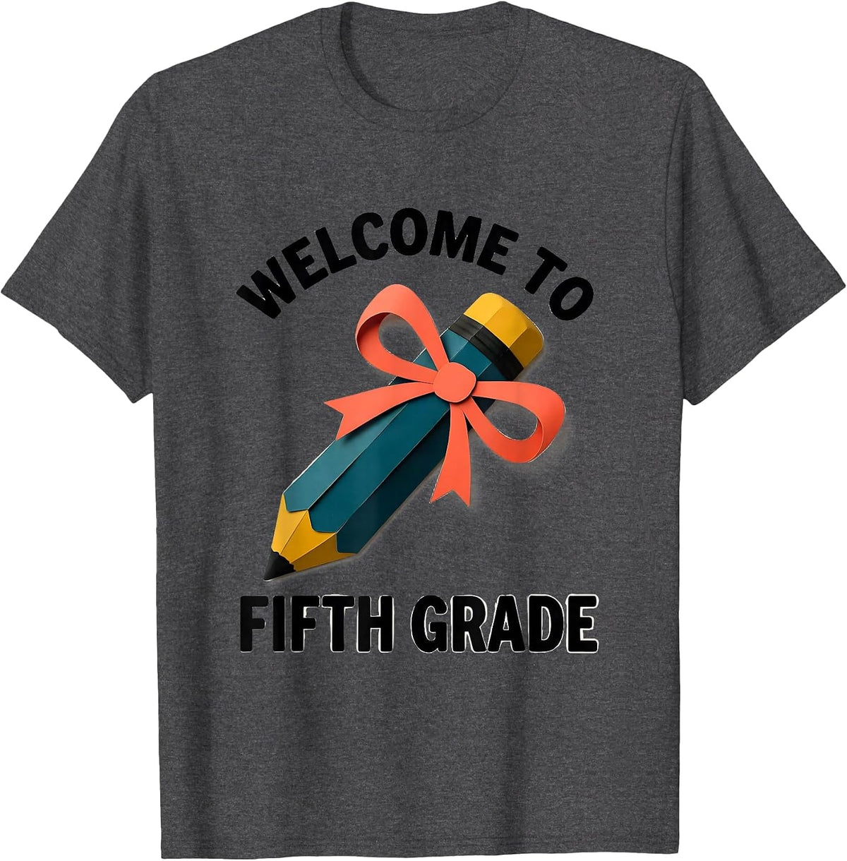 Men's Welcome To Fifth Grade Cute Back To School Coquette Bow T-Shirt - Dark Heather Grey