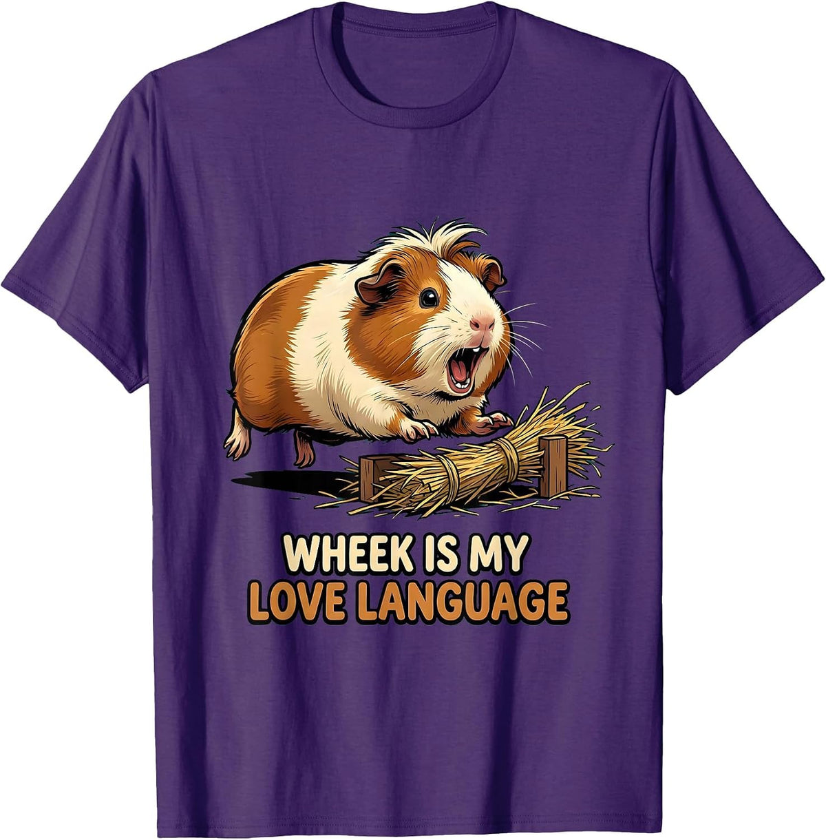 Wheek Is My Love Language Funny Guinea Pig Pet Lover Humor T-Shirt - Purple