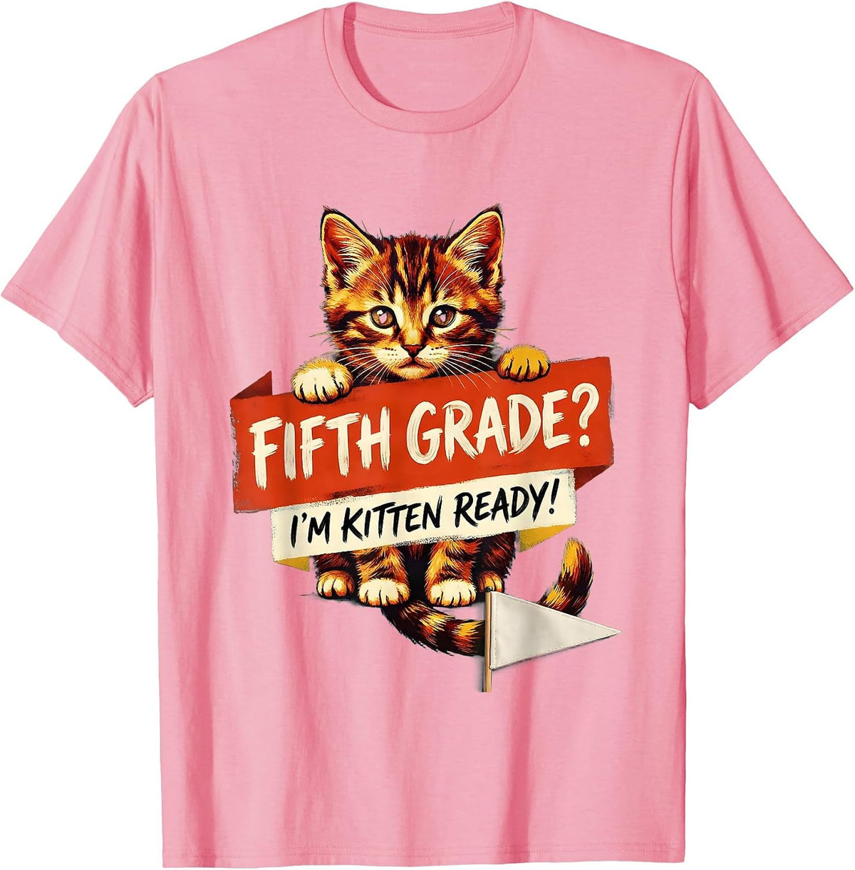 Men's Fifth Grade? I’m Kitten Ready Cute Kitten Girls Back T-Shirt - Pink