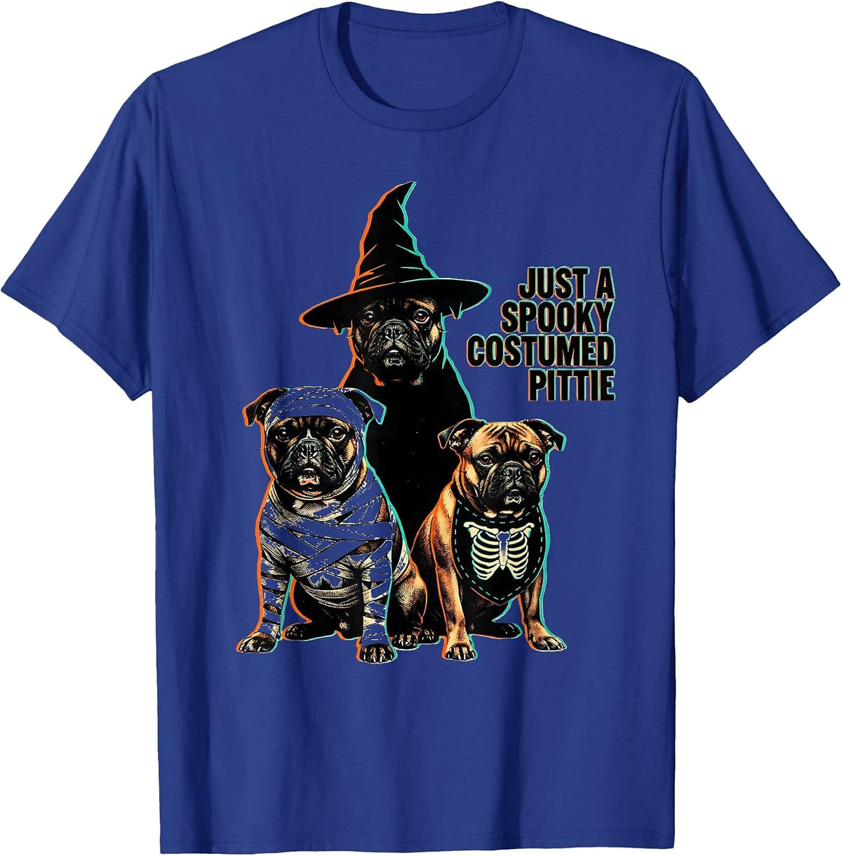 Just A Spooky Costumed Pittie Funny Halloween Pitbull Owner T-Shirt - Royal Blue