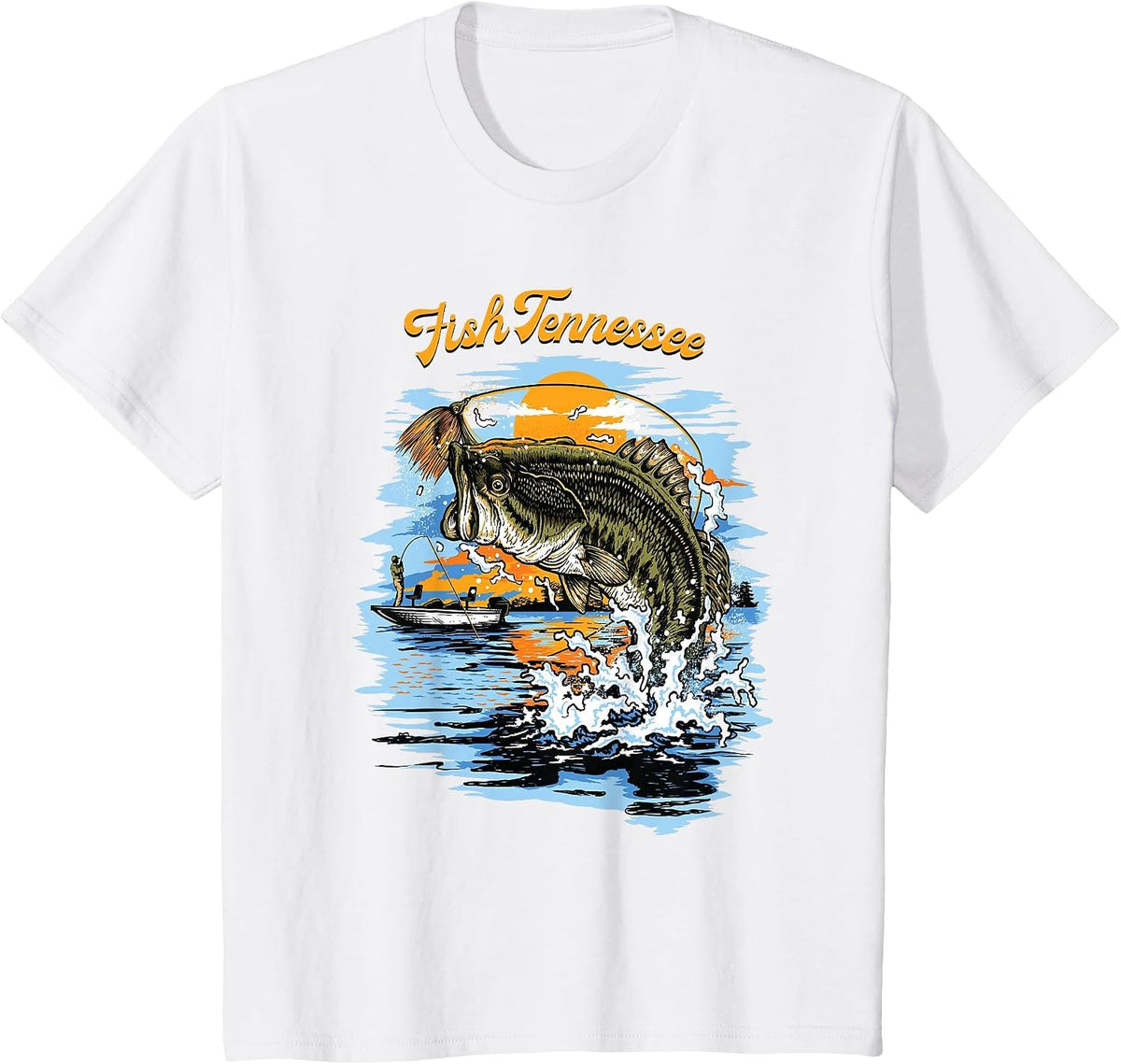 Largemouth Bass Fish Tennessee Fishing T-Shirt - White