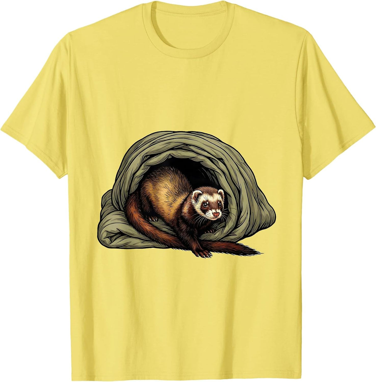 Men's Ferret Tunnel Blanker Funny Ferret Lover Christmas T-Shirt - Lemon Yellow