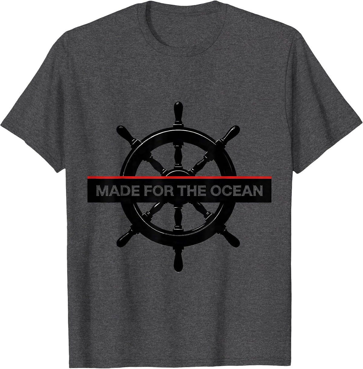 Men's Made for the Ocean Sailor Graphic Design T-Shirt - Dark Heather Grey