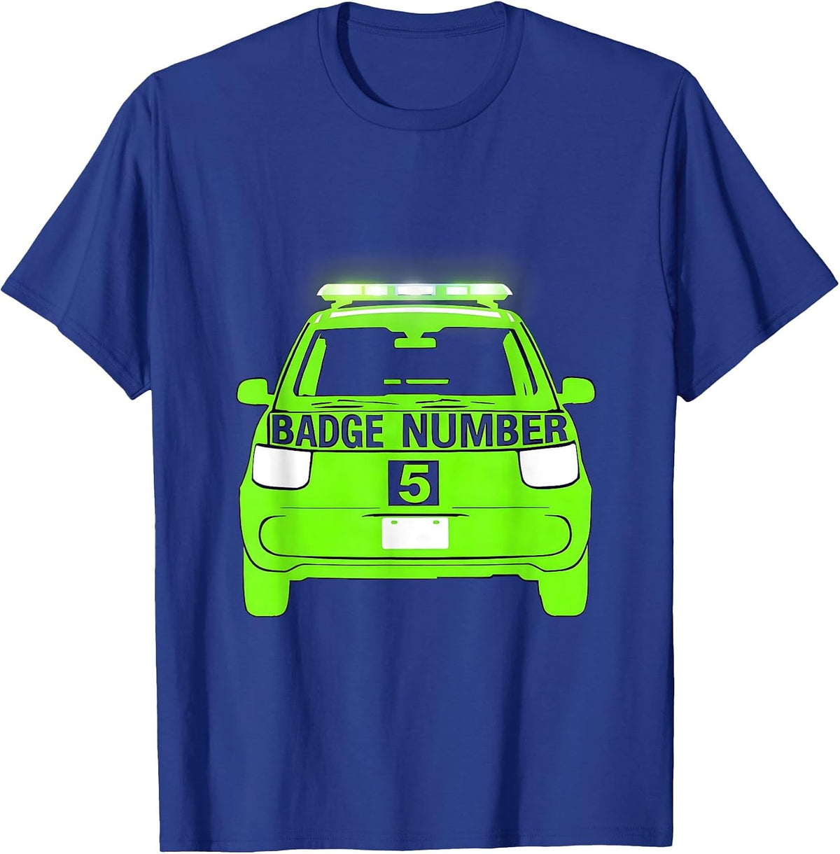 Men's Badge Number 5 Stencil Graphic Future Police Officer Kids T-Shirt - Royal Blue
