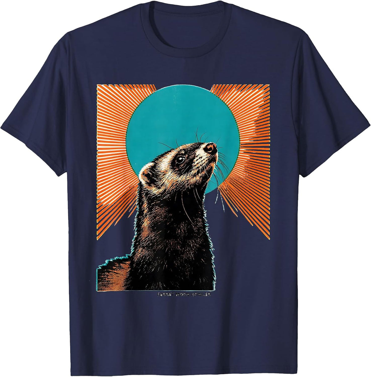 Ferret Moon Howler Funny Ferret Lover Gift For Kids T-Shirt - Navy Blue