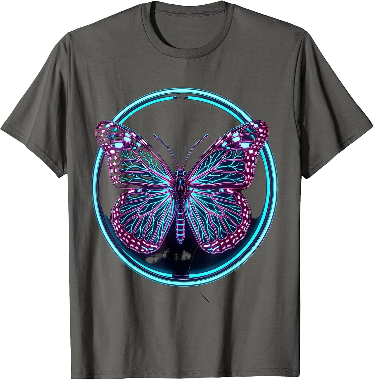 Men's Overstimulated Nervous System Butterfly Graphic T-Shirt - Asphalt Grey