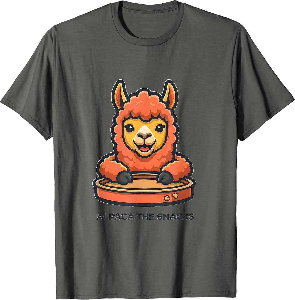 Men's Alpaca The Snacks Funny Alpaca Lover Snack Humor T-Shirt - Asphalt Grey