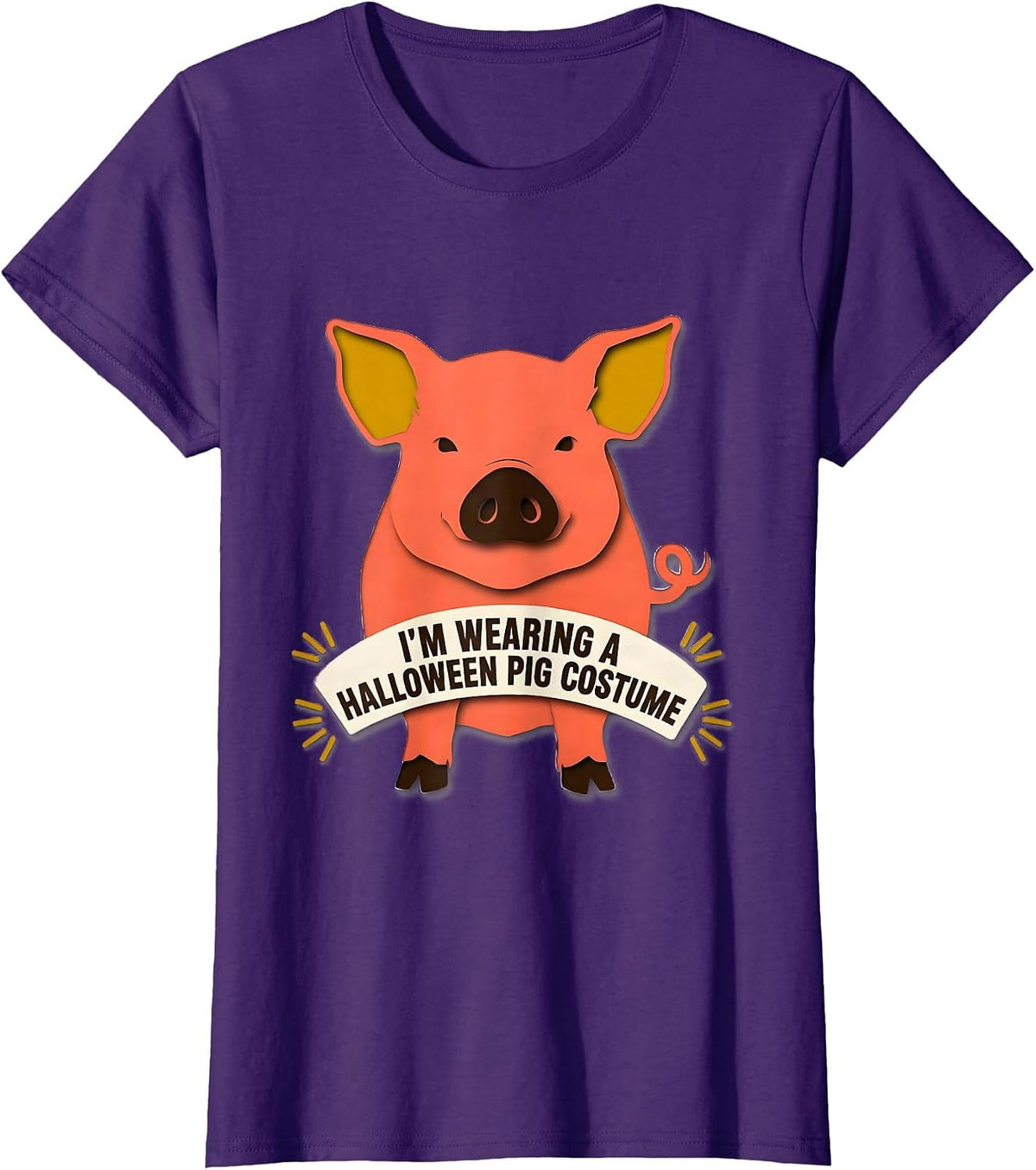 Women's I’m Wearing A Halloween Pig Costume Funny Pig Lover T-Shirt - Purple
