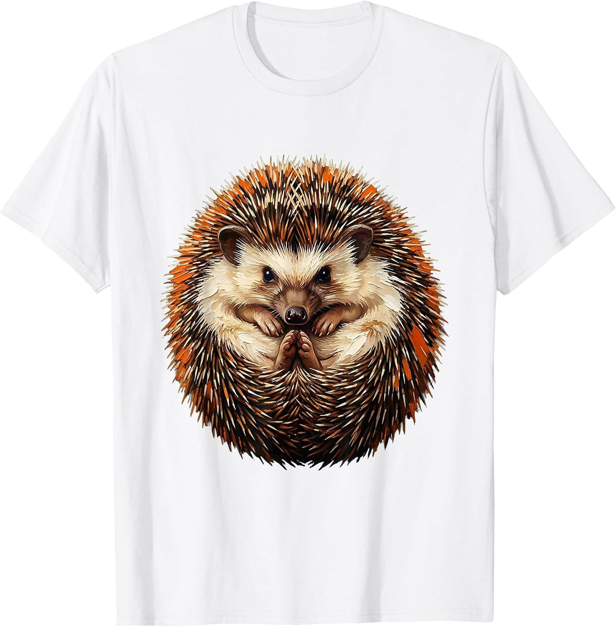 Men's Curled Hedgehog Cute Animal Lover Novelty Humor T-Shirt - White