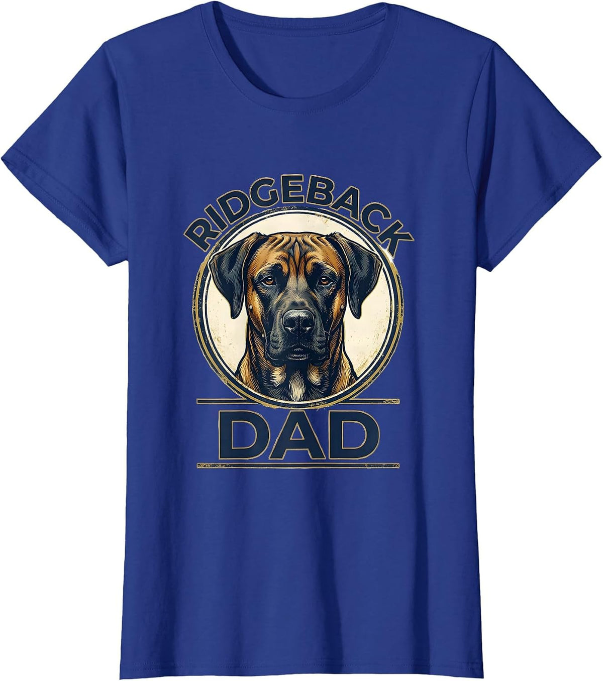 Women's Ridgeback Dad Vintage Rhodesian Ridgeback Dog Lover Emblem T-Shirt - Royal Blue