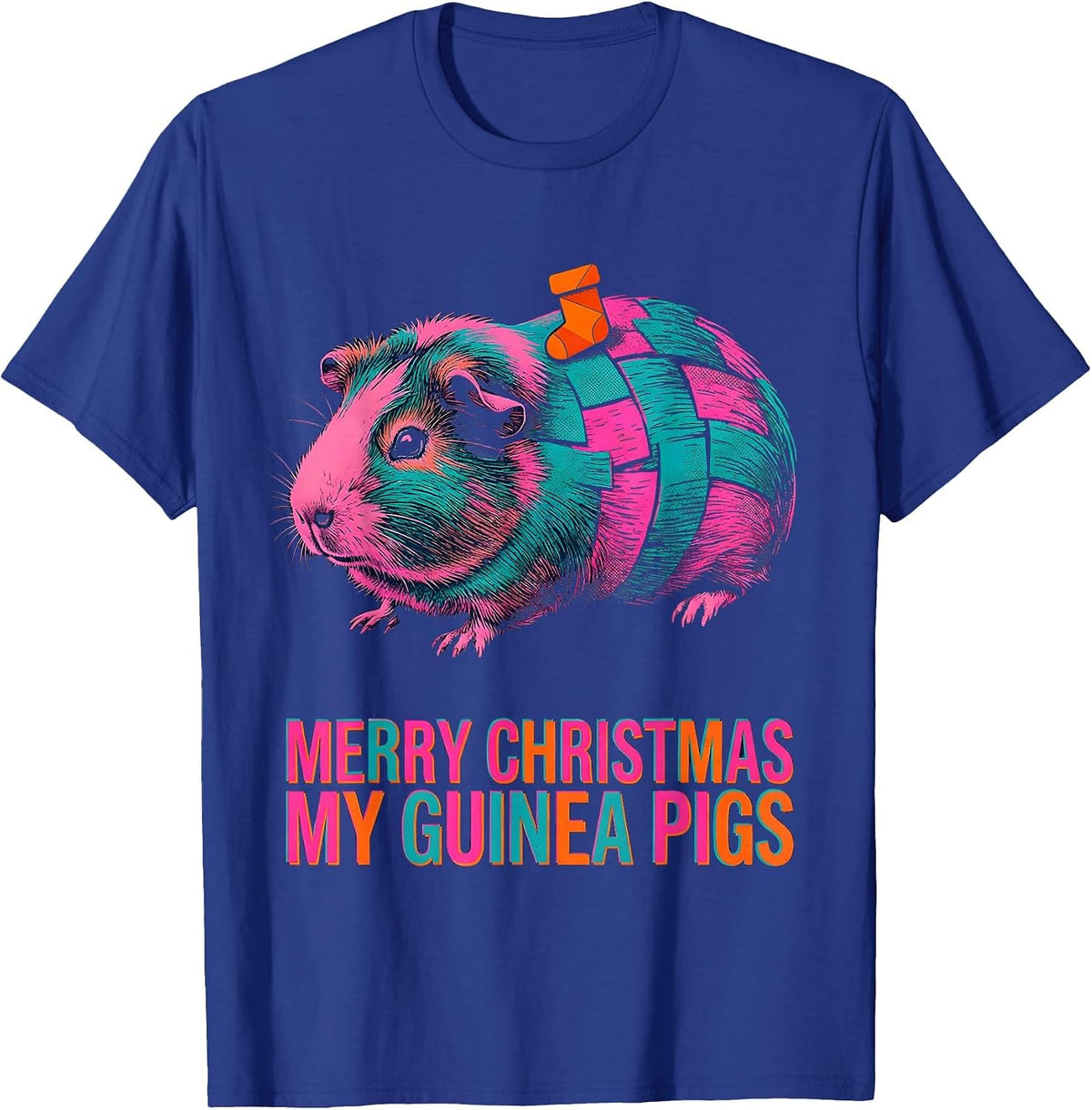 Merry Christmas My Guinea Pigs Funny Pet Lover Holiday T-Shirt - Royal Blue