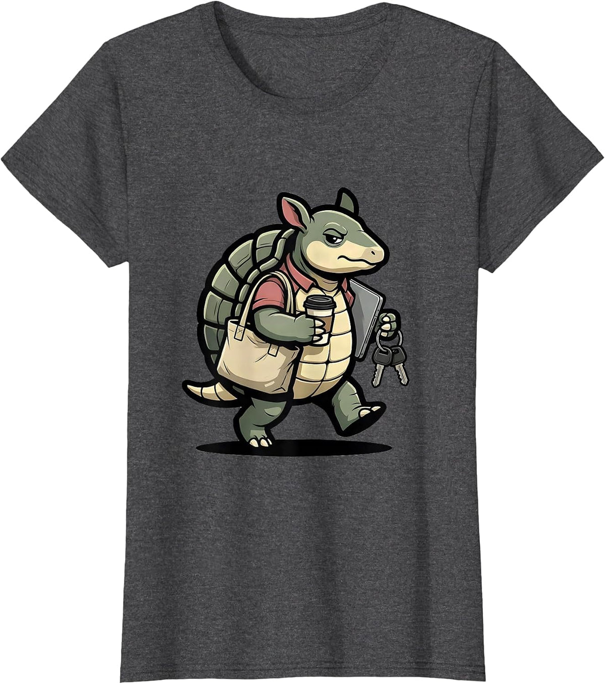 Women's Armadillo Mascot Social Worker Advocacy Humor Work T-Shirt - Dark Heather Grey