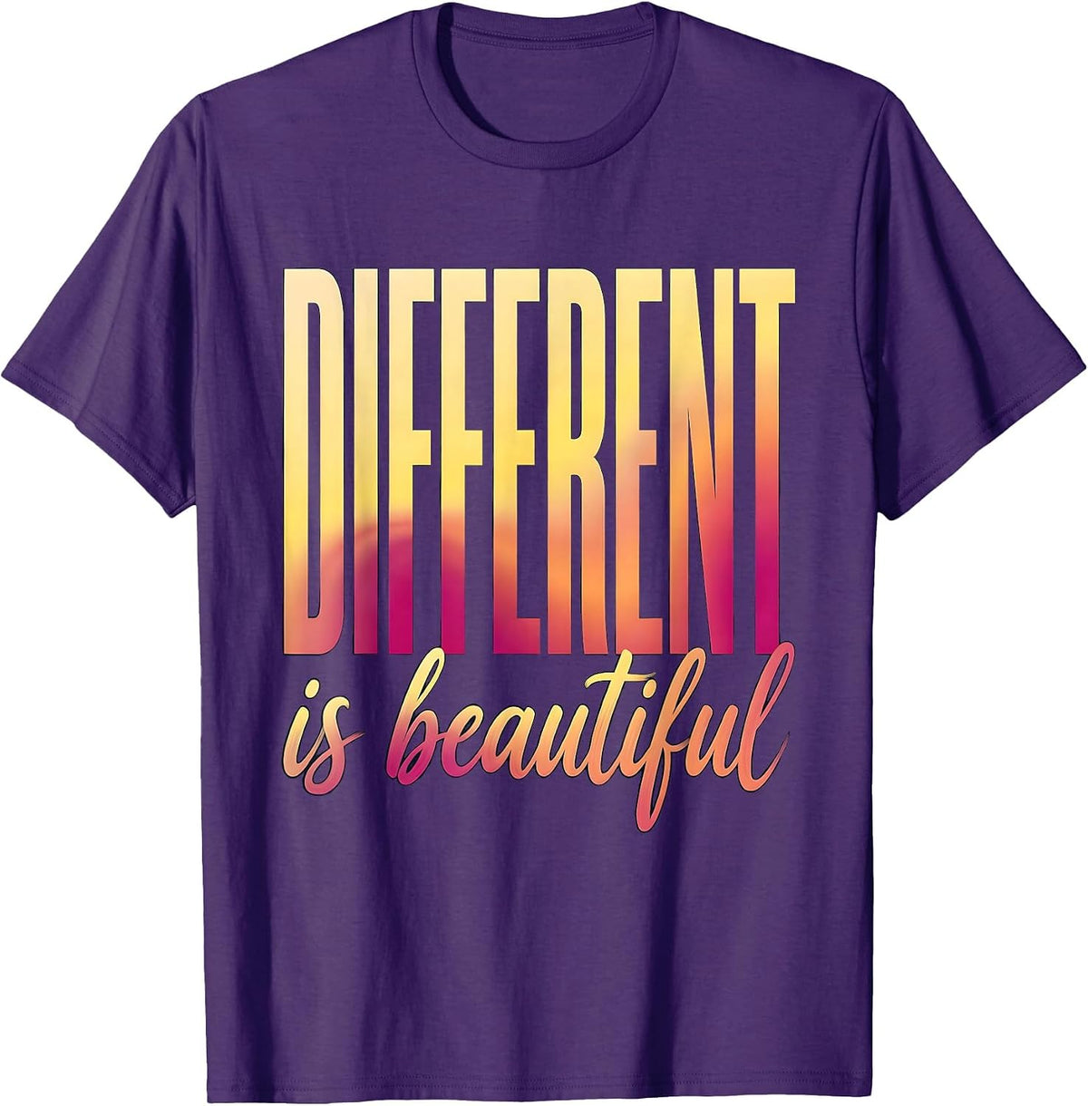 Different Is Beautiful Down Syndrome Awareness Design T-Shirt - Purple
