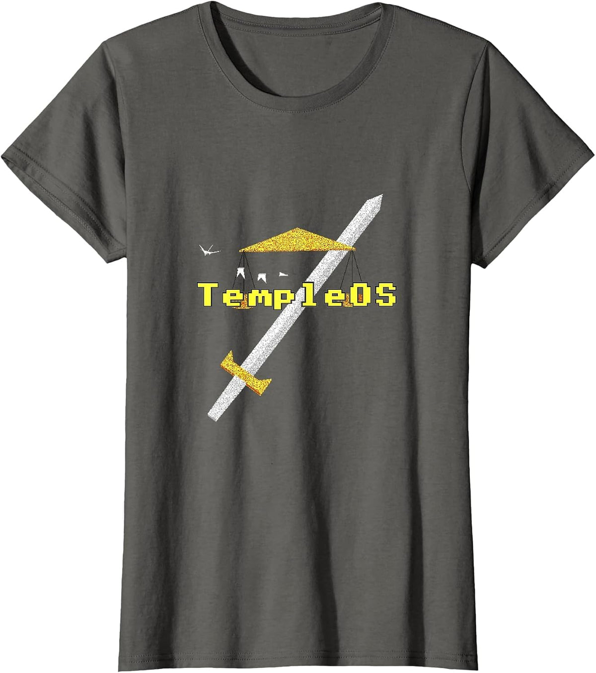 TempleOS Operating System Fan Gear Memory of Terry A. Davis T-Shirt Tee for Tech Enthusiasts - Asphalt Grey