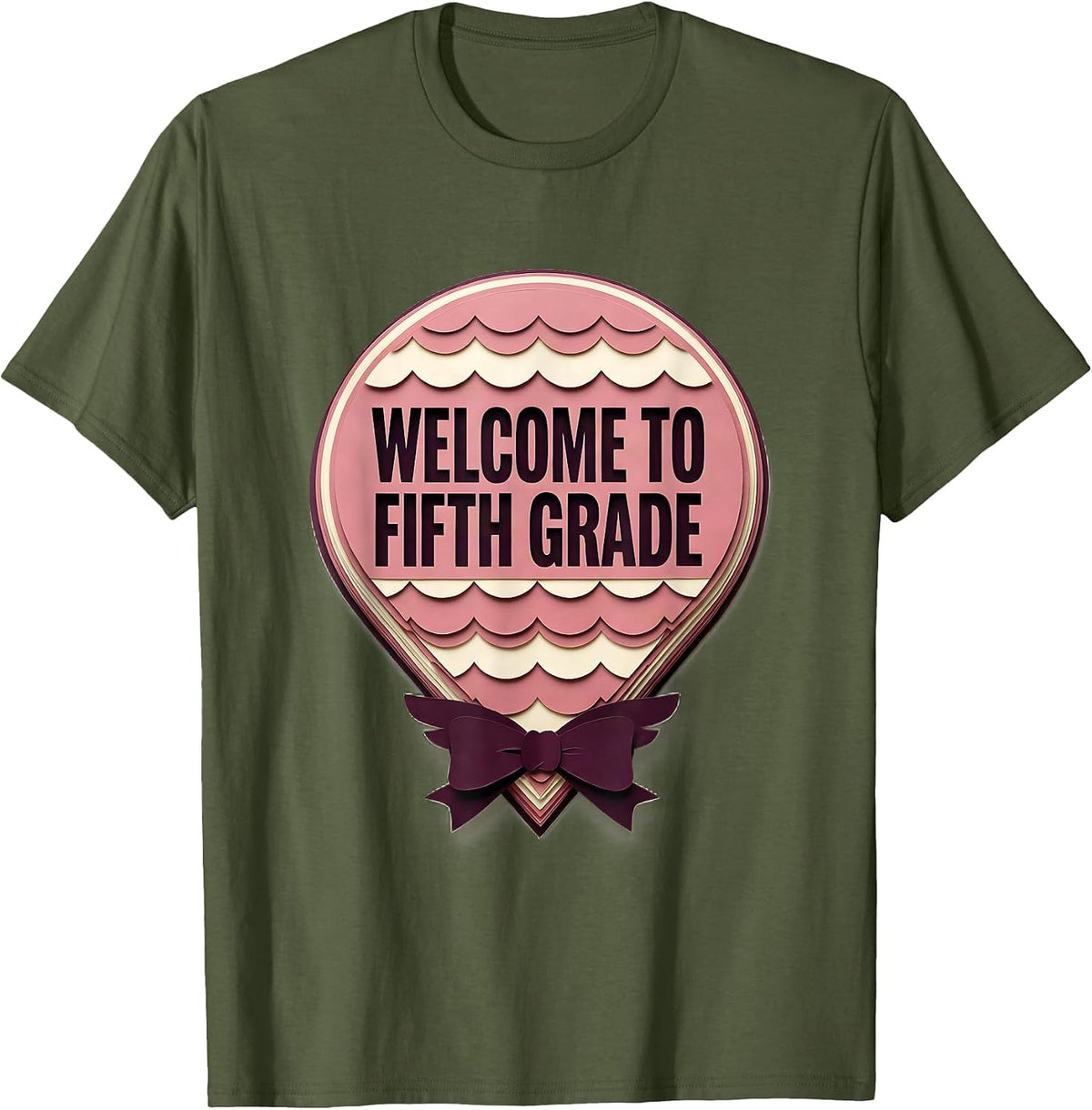 Welcome To Fifth Grade Coquette Bow Back To School Girl T-Shirt - Olive Green