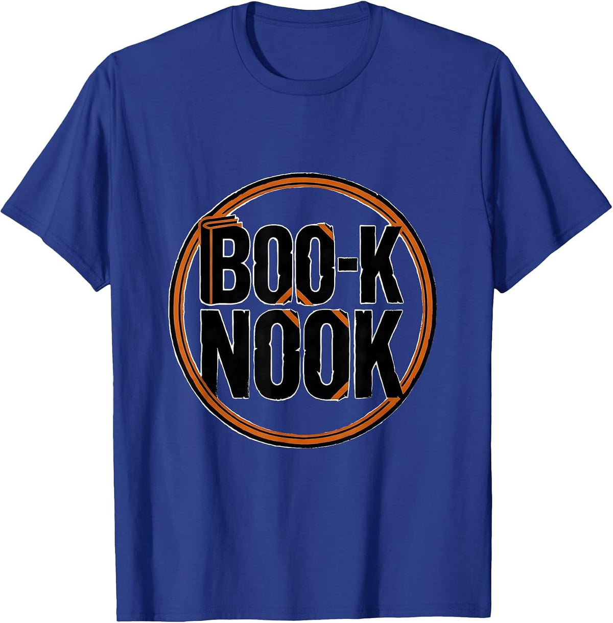 Men's Boo-k Nook Whimsical Teacher Halloween Pumpkin Emblem T-Shirt - Royal Blue