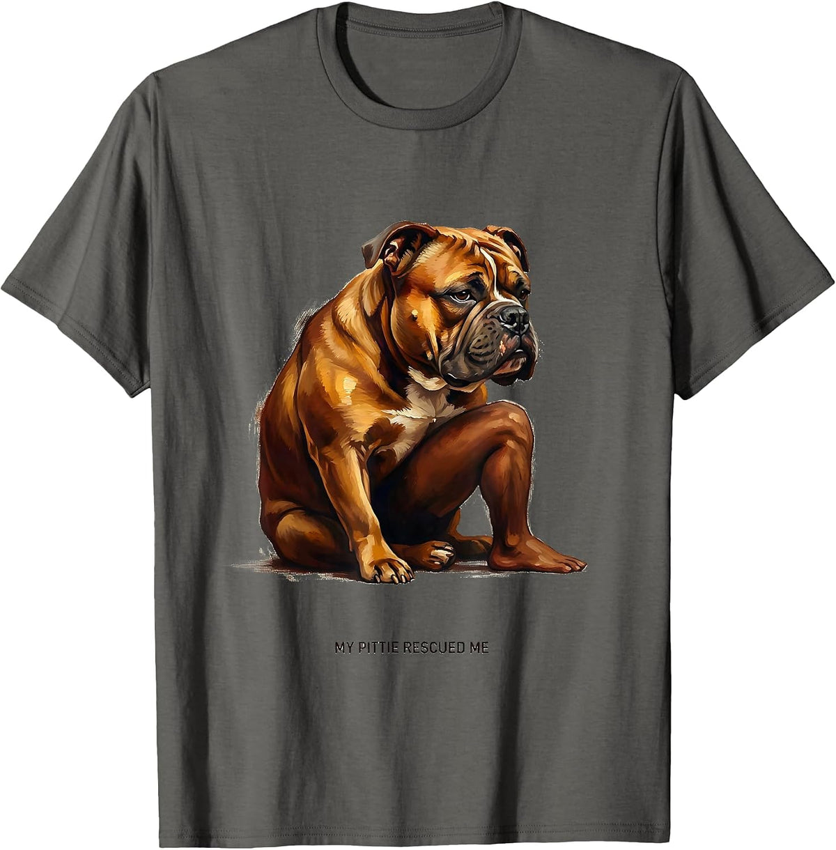 Men's My Pittie Rescued Me Funny Pitbull Dog Lover Gift T-Shirt - Asphalt Grey