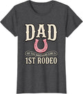Women's Dad Of The Birthday Girl's 1st Rodeo Cowgirl Glam Family T-Shirt - Dark Heather Grey