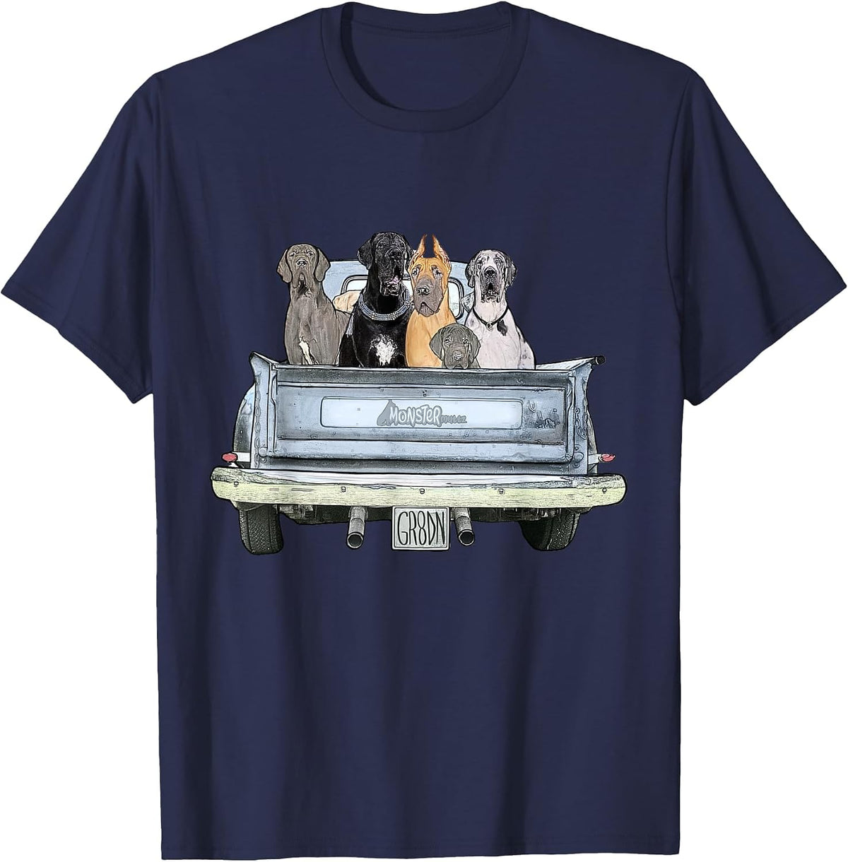 Great Dane Squad Pickup Truck Top for Men - Large Dog Dad T-Shirt - Navy Blue