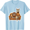 Men's Alpacas Hog The Whole Couch Funny Alpaca Lover Animal Humor T-Shirt - Baby Blue