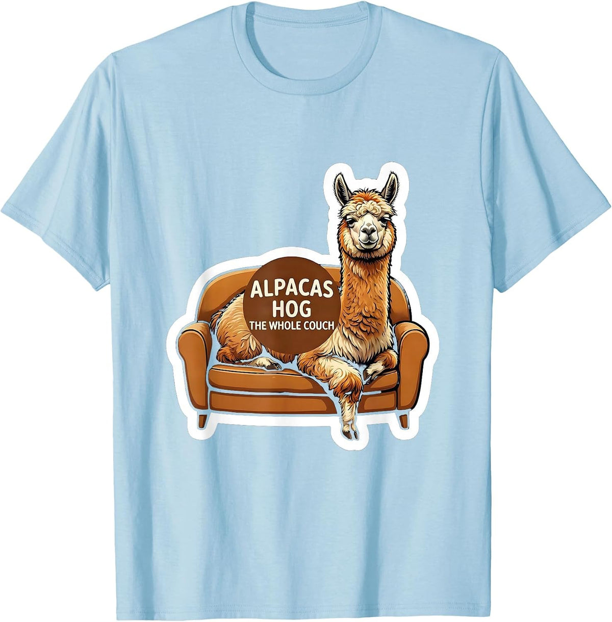 Men's Alpacas Hog The Whole Couch Funny Alpaca Lover Animal Humor T-Shirt - Baby Blue