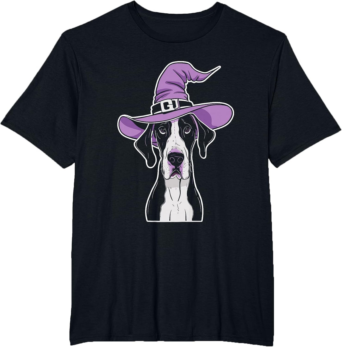 Great Dane Witch Dog Halloween T-Shirt - Black