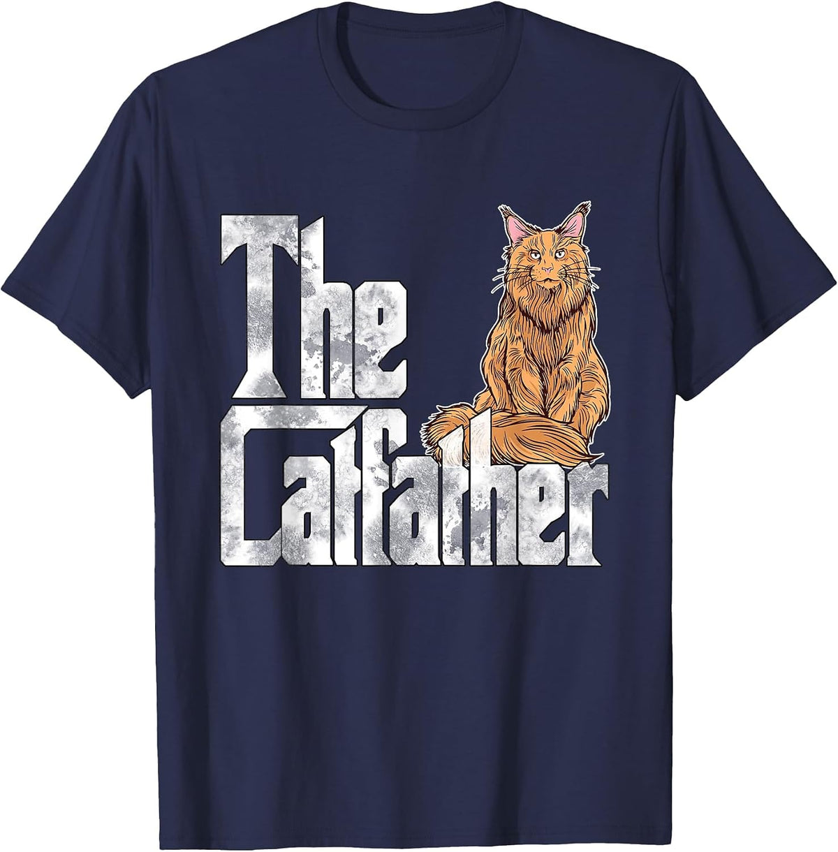 Cat Dad The Catfather Maine Coon Cat Father Kitty Daddy T-Shirt - Navy Blue