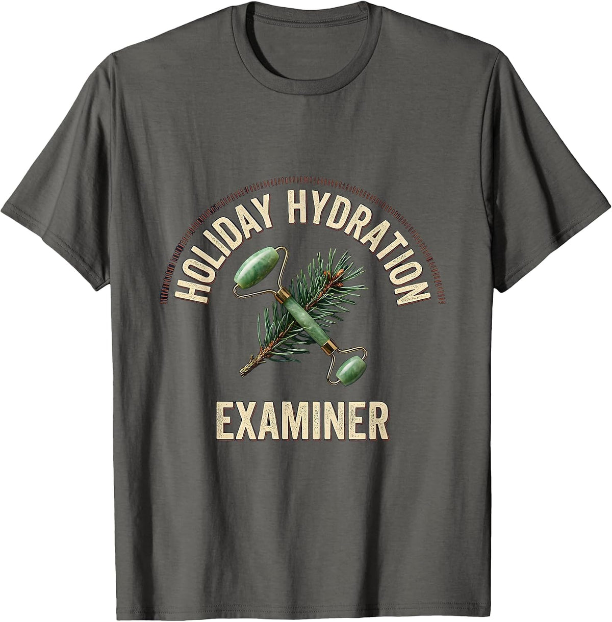 Holiday Hydration Examiner Vintage Esthetician Dermatology T-Shirt - Asphalt Grey