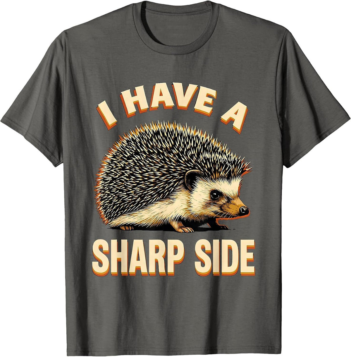 Men's I Have A Sharp Side Cute Hedgehog Humor Animal Lover Gift T-Shirt - Asphalt Grey