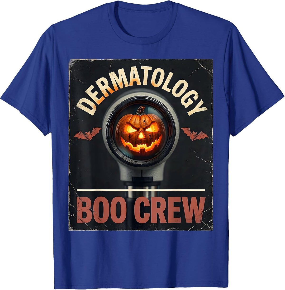 Dermatology Boo Crew Distressed Halloween Medical Crew Humor T-Shirt - Royal Blue