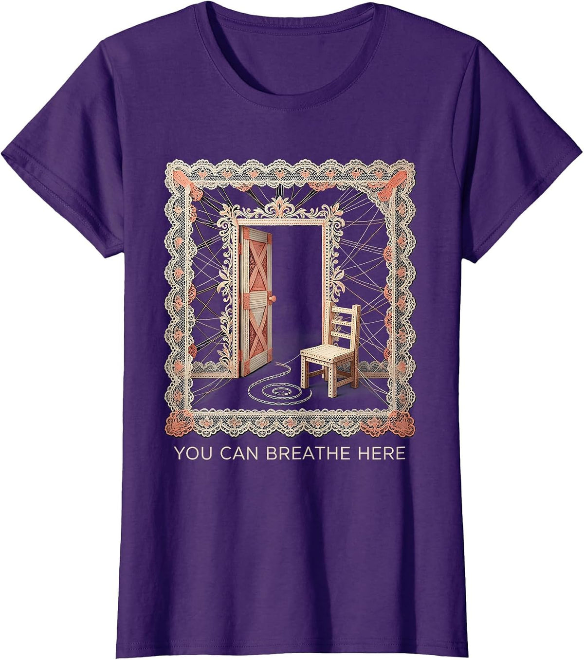 Women's You Can Breathe Here Supportive Mental Health Counselor T-Shirt - Purple