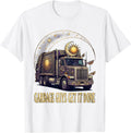 Men's Garbage Guys Get It Done Trash Truck Design T-Shirt - White